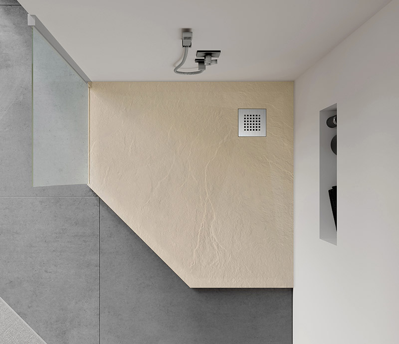 shower tray sizes — large format stone resin shower tray in a modern bathroom